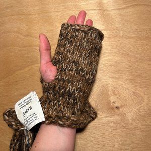 NEW The Alpaca Shack Brown/Tan Marled Hand Made Fingerless Mittens